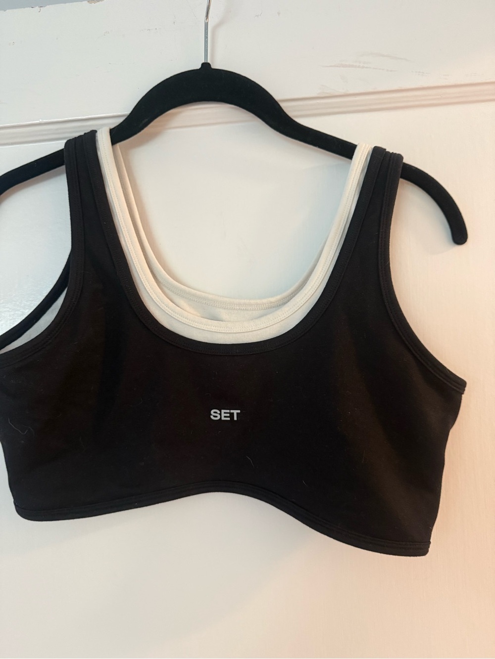 SET Active Black Sports Bralette with Cream Trim
